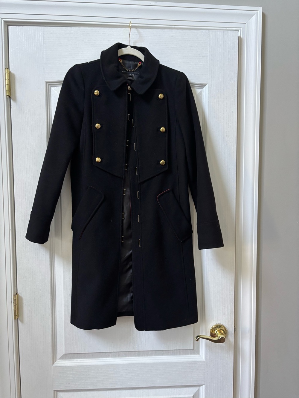 Marc by Marc Jacobs Black Double-Breasted Military Pea Coat XS